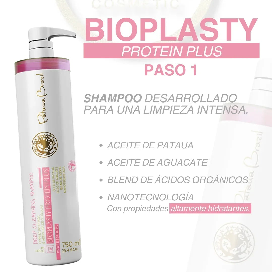 Bioplasty Protein Plus Shampoo 750ml - Paso 1 Limpieza Profunda - PatauaBrazilColombiaOficial
