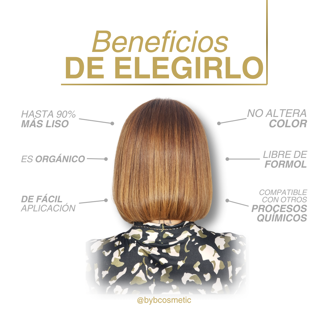 "Mujer con cabello liso después de aplicar Bioplasty Protein Plus"