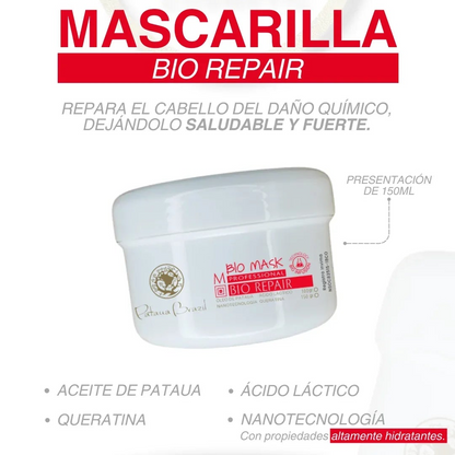 Bio Repair Bio Mask 150ml - Mascarilla Reparadora Intensiva para Cabello Dañado - PatauaBrazilColombiaOficial